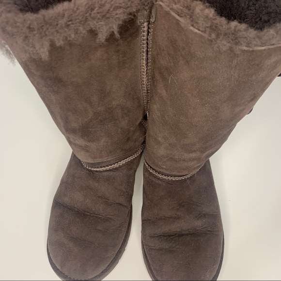 UGG Bailey Button Triplet Chocolate Boots - Picture 4 of 10